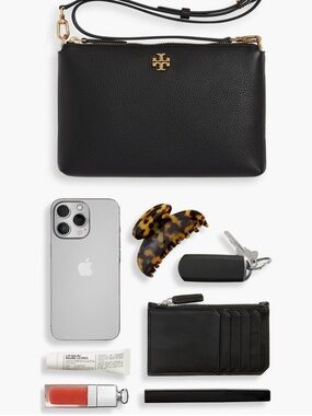 Tory Burch Black Leather Crossbody with Gold Logo